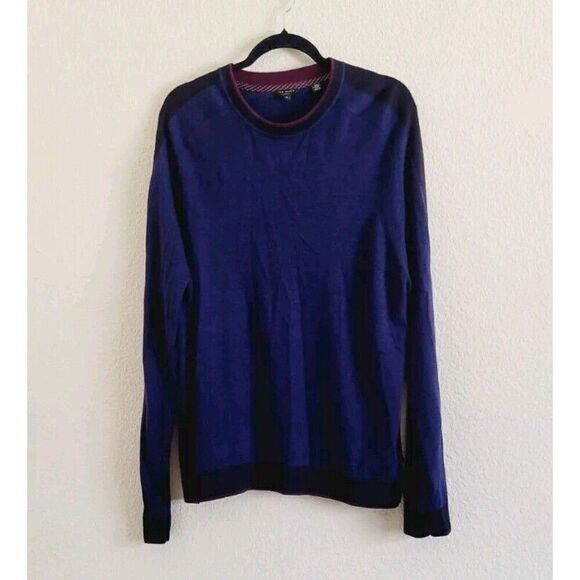 Ted Baker London Wool Blend Crewneck Navy Sweater Ted Size 6  US XXL - Picture 1 of 6
